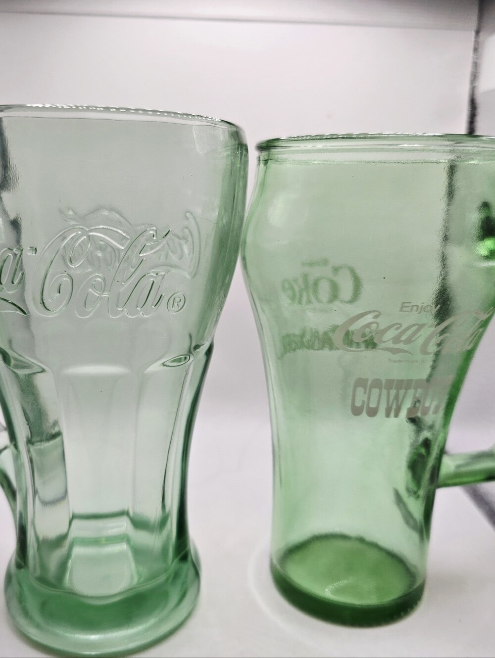 Vintage Coca Cola Coke Green Libby Style Glasses Mugs Heavy Bundle Lot